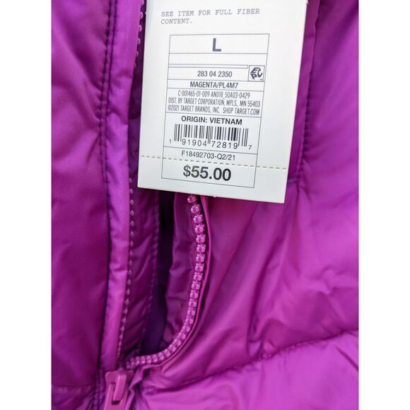 A New Day Coat Puffer Jacket Large Magenta Pink Full Zip Water Resistant Winter - Picture 7 of 11